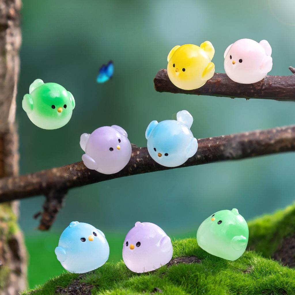 10-100pcs Luminous Mini Resin Small Skylark Chicken Figurine Micro Landscape Fairy Garden Miniatures Home Decor DIY Accessories
