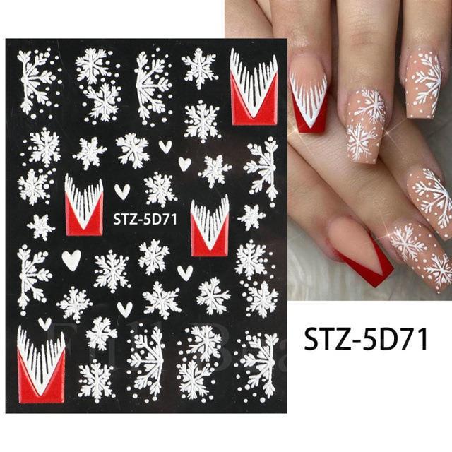 Nail Art Sticker Winter Christmas Snowflake Elk Santa Claus Christmas Ball 5D Embossed Nail Art Sticker