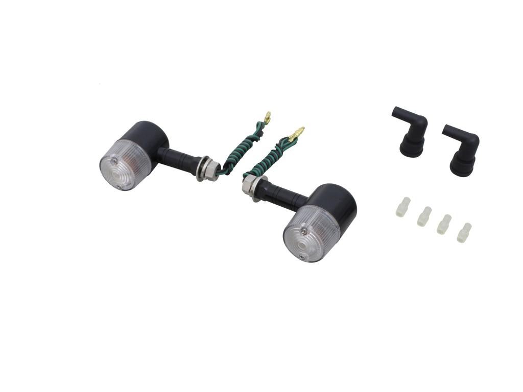 POSH FAITH Motorcycle Aluminum Machined Turn 71 Long Single Bulb Not Pack of Black Signals, Type, Stay, (Bulb Included), 2, M10, Body/Clear Lens,