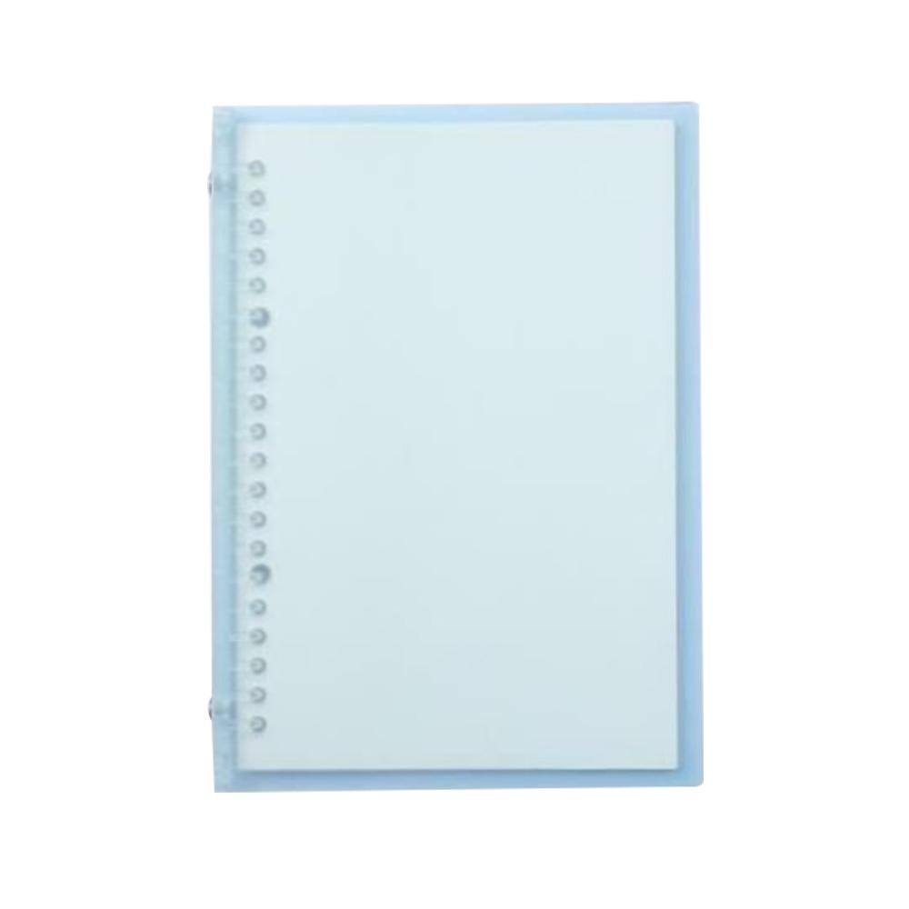 A5 Refillable Notebook 20 Ring Binder Transparent Flexible Cover Ruled Lined Paper Loose Leaf Journal Blue