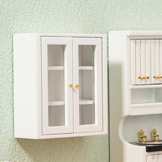 Dollhouse Wall Cabinet Realistic Clear Glass Door Mini 1/12 Doll House Miniature Wall Cabinet Model Simulation Furniture Accessories for Bathroom