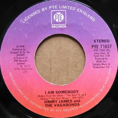 7-Zoll Schallplatte JIMMY JAMES & THE VAGABONDS - I Am Somebody PYE71057 Pye Records 1975 US Obi Soul/Funk Gebraucht
