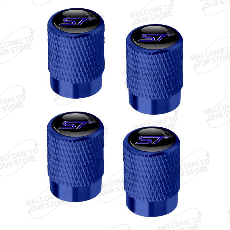 Aluminum For ST Logo Ford Focus Fiesta Mondeo Ecosport Puma Bronco C-MAX Hybrid 4pcs Car Decor Wheel Tire Valve Caps Stem Cover