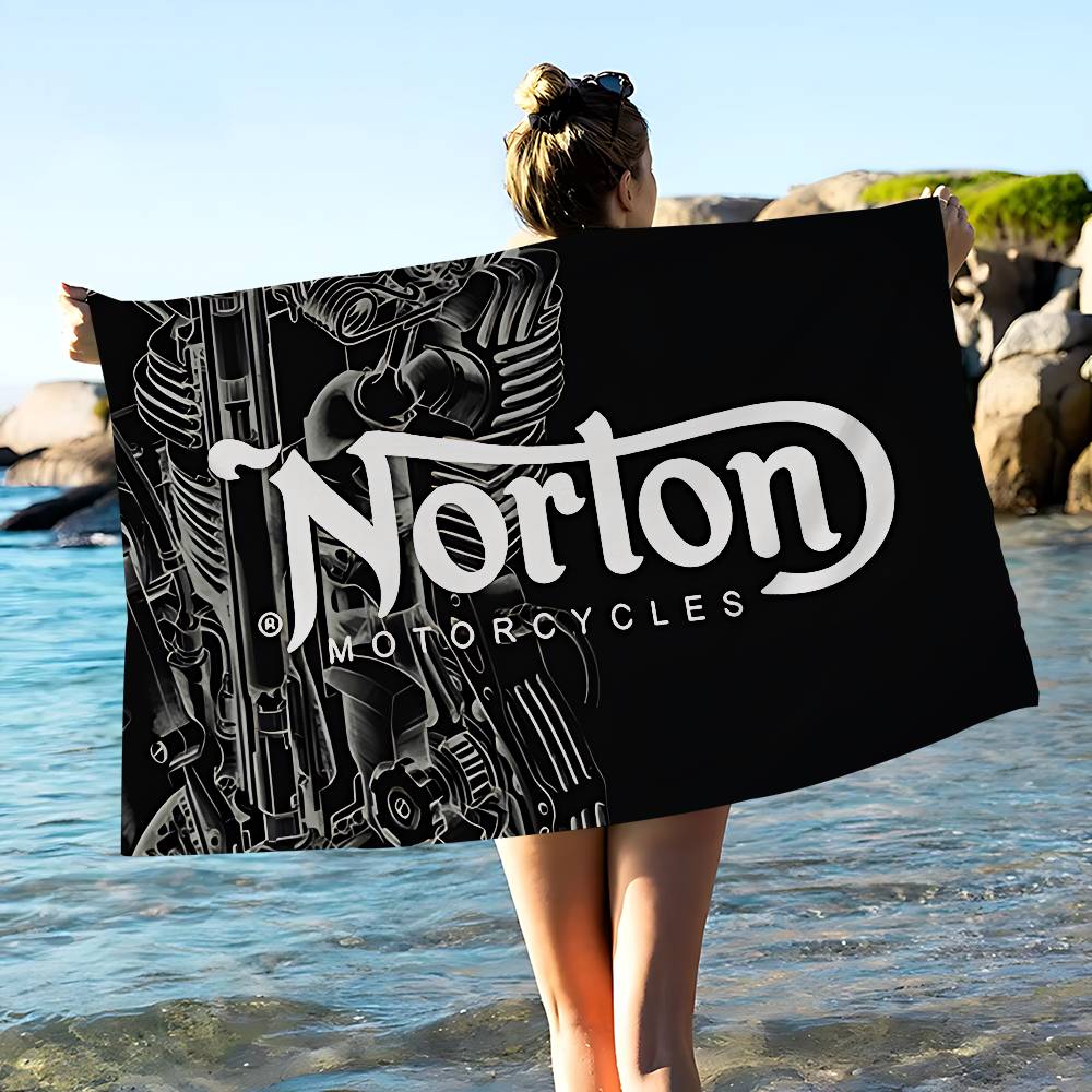 N-NORTONS Motorcycle Microfiber Blanket Quick Drying Beach Towels Oversized Printing Super Absorbent Pool Towel Blanket