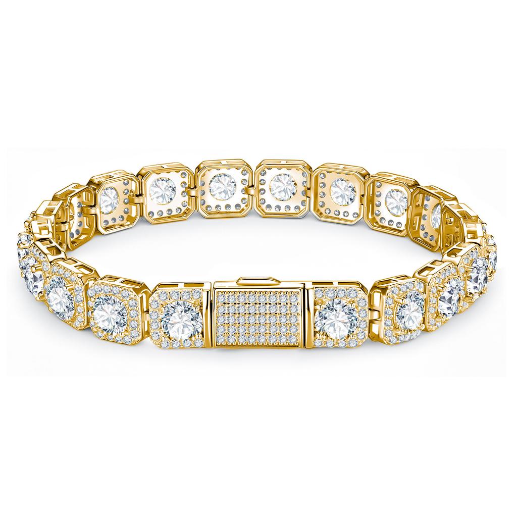 7mm 8mm S925 Sterling Silver Bezel Set Moissanite Tennis Bracelet Square Frame Round Cut Fine Jewelry 8.73-16.44 CTW