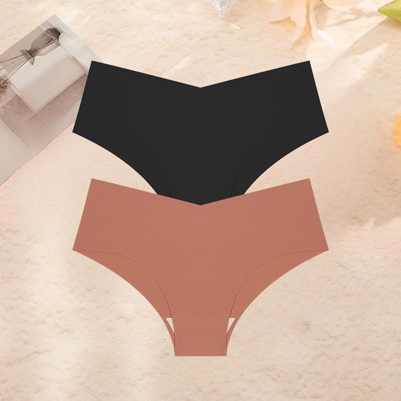 2Pcs/Set Plus Size Underwear Women's Panties Ice Silk Ladies Seamless Underpants Girls Briefs Breathable Sexy Lingerie Female