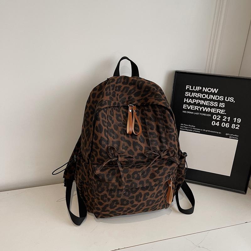 Schoolbag new large-capacity backpack leopard print computer backpack college student high school men's and women's schoolbags Korean version