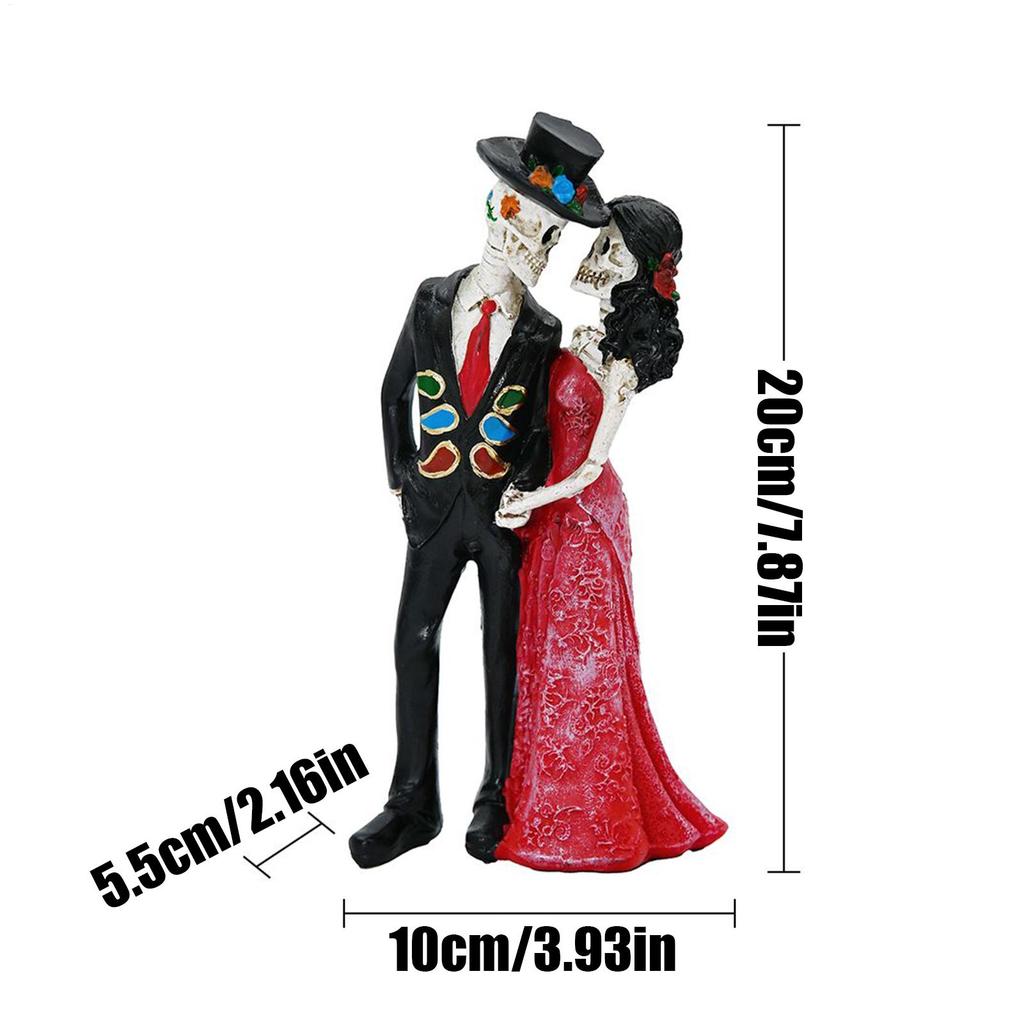Skeleton Statue Gothic Resin Skulls Sculpture Skeleton Bride And Groom Resin Sculpture For Holiday Garden Backyard Pond Yard