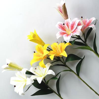 Künstliche Lilienblumen mit 3 Köpfen - Klebetuch für Haus-, Esstisch-, Hochzeits- und Hoteldekoration