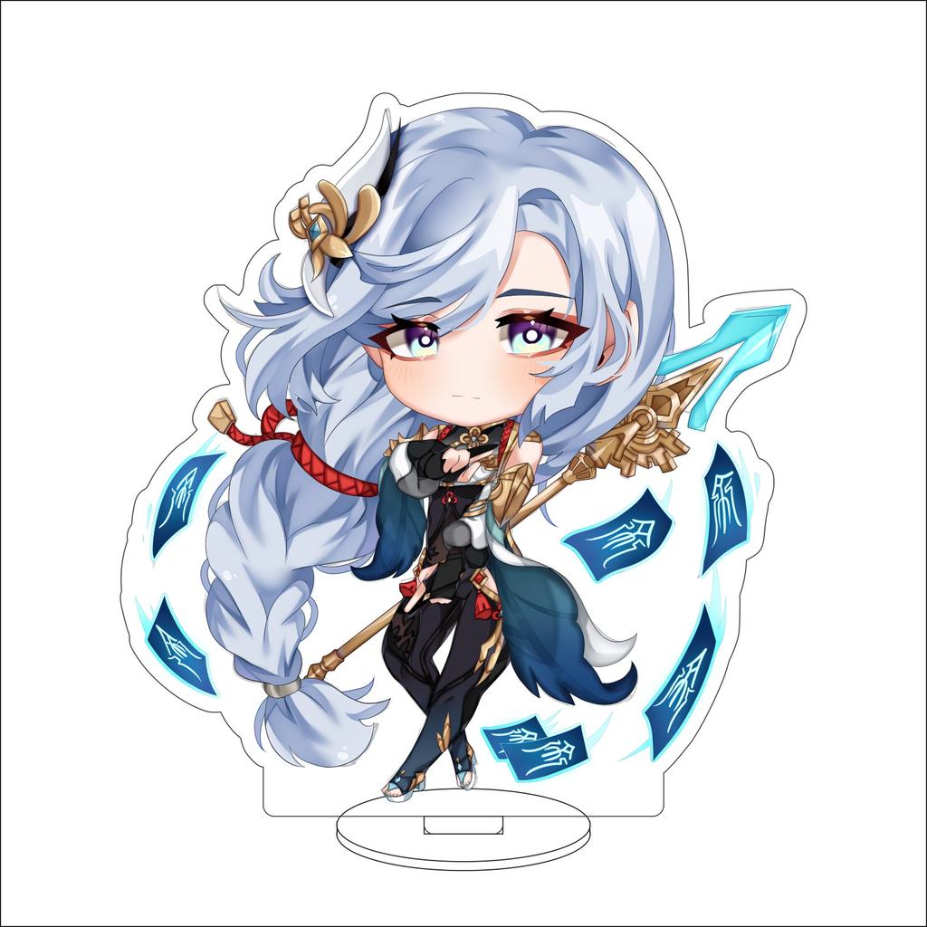 10CM Anime Genshin Impact Figure Stand Model Shenhe Cute Desk Decor Standing Sign Gifts