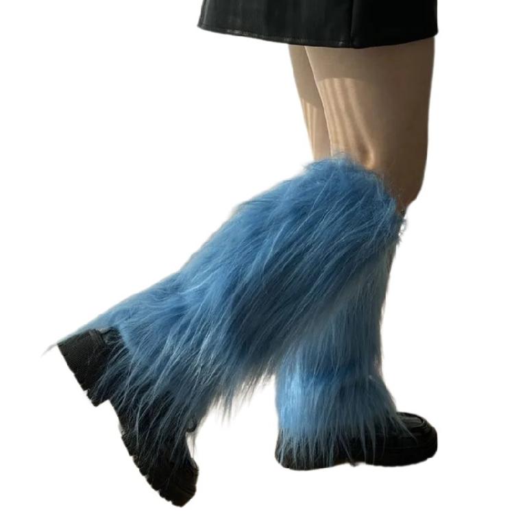 Fashionable Fuzzy Leg Warmers Plush Boot Cuffs Toppers Footless Socks Rainbow Colorful Leg Gaiters for Costume Parties