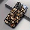 Retro Bookshelf Art Pattern Glass Material Phone Case For iPhone 17 16 15 14 Pro Max 13 12 11 17Air 16E 7 8 Plus XR XS X Cover