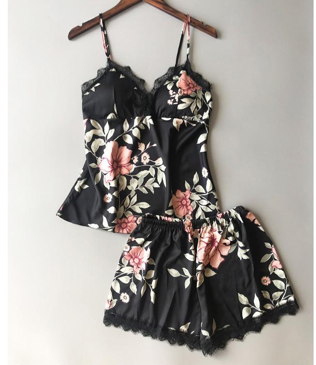 European and American new sex underwear solid color printing suspender shorts sex suit S чёрный