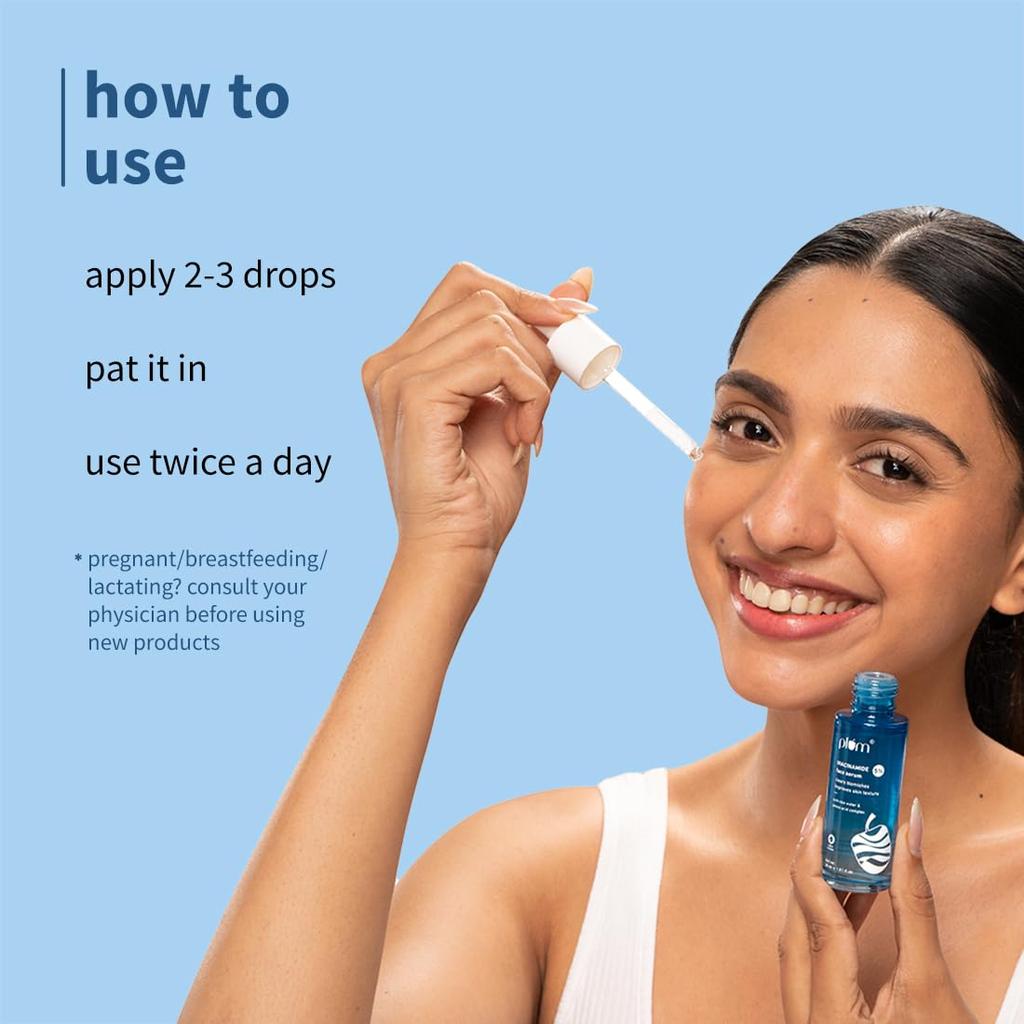 Plum 5% Niacinamide & Rice Water Face Serum 30ml Pack for Clear, Bright & Hydrated Skin