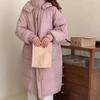 2024 Neue Lässige Langarm Verdickte Warme Daunenmäntel mit Kapuze Damen Winter Einfarbig Büro Dame Langer Übermantel Koreanische Mode Oberbekleidung Herbst