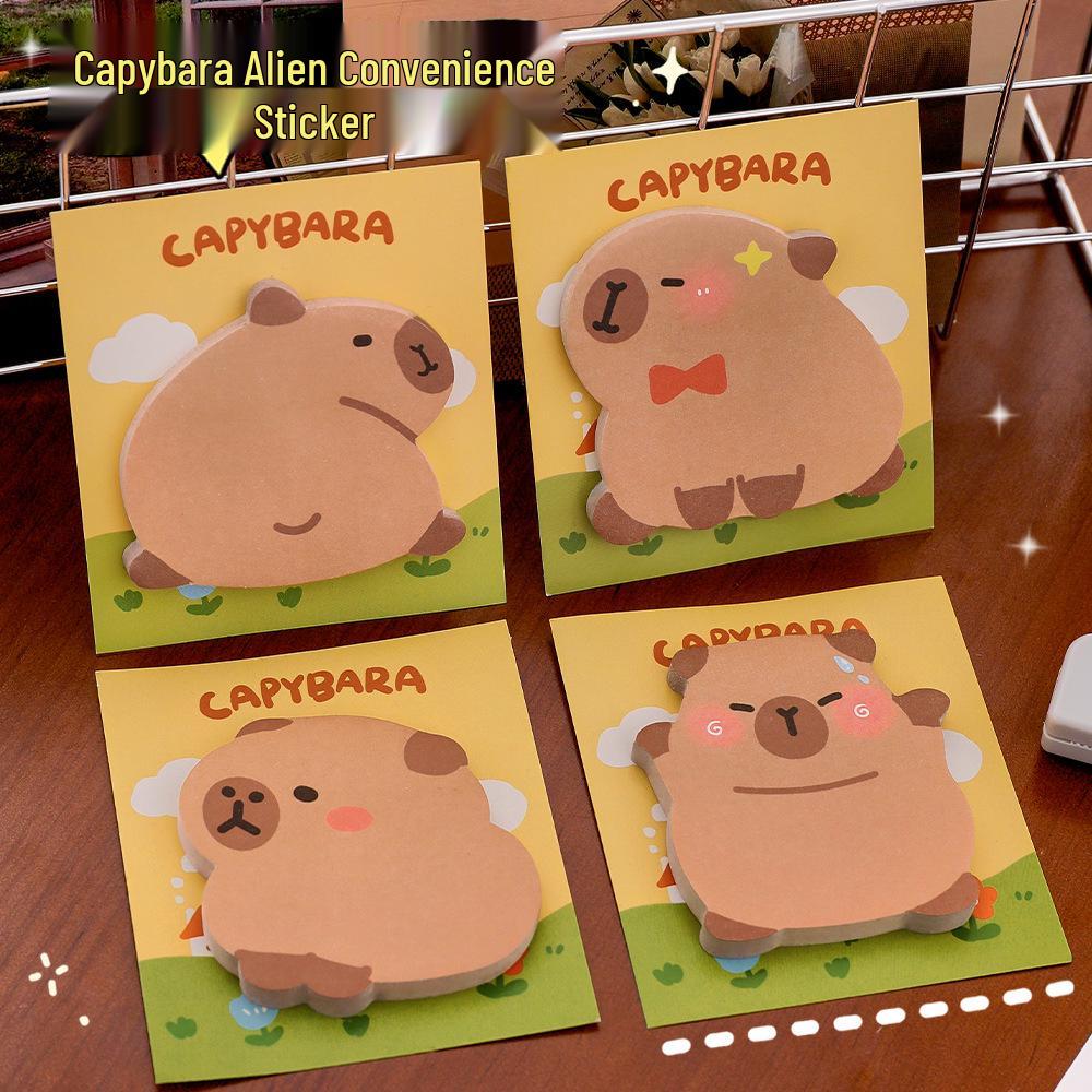 Cartoon Capybara Alien Sticky Notes - Cute Memo Pad for Students