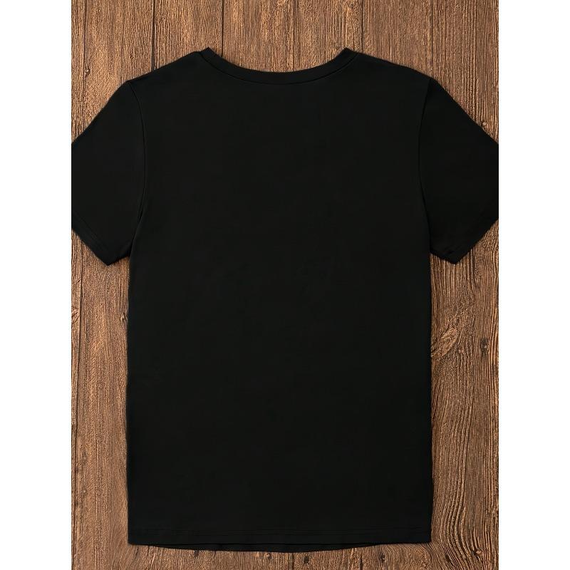 European Size  Letter Print Crew Neck T-Shirt, Casual Short Sleeve T-Shirt For Spring & Summer, Women's Clothing