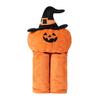 Halloween Brukbar Hettegenserteppe for Voksne Myk Flanell Hettekappe med Lomme Gresskar Svart Katt Cosplay Kostyme for Halloween-fester