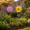 Artistic Garden Path Accents Metal Artificial Flower Stake, Decorative Yard Art Sculpture, Colorful Floral Design Lawn Ornaments Decor for Outdoor