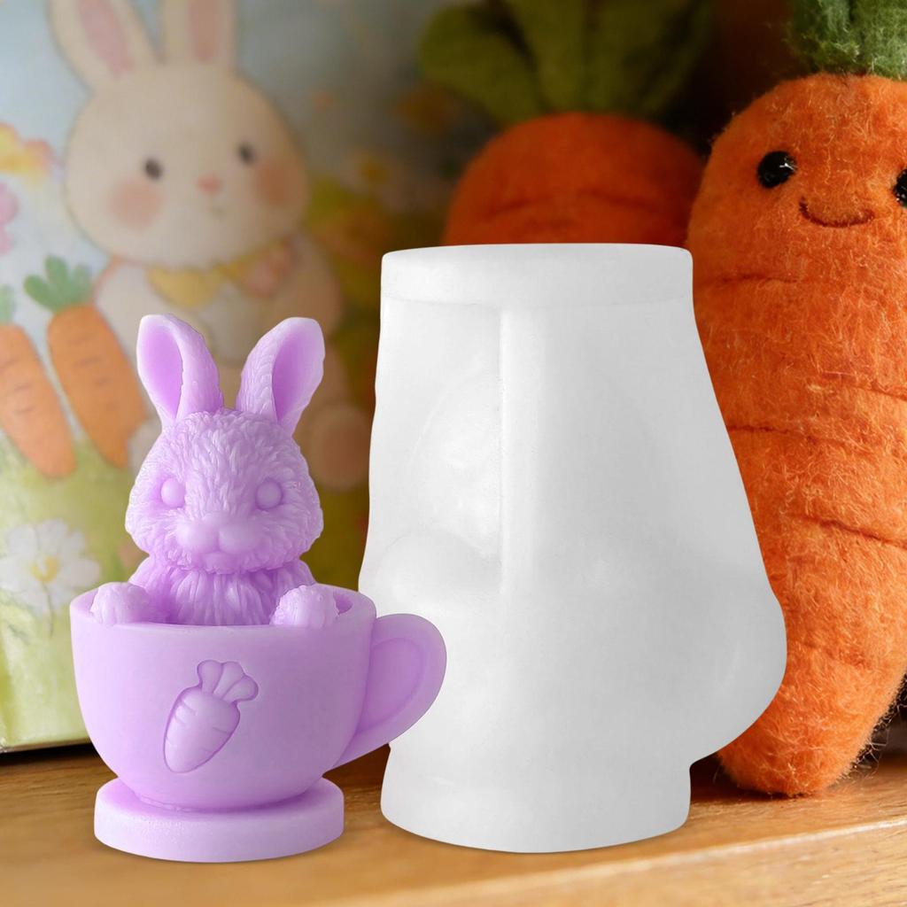 Osterhase Silikonform Niedlich Lustig Antihaftbeschichtet, 3D Hase Teetasse Kerzenform DIY Handwerk Herstellung Hase Frühling Dekoration