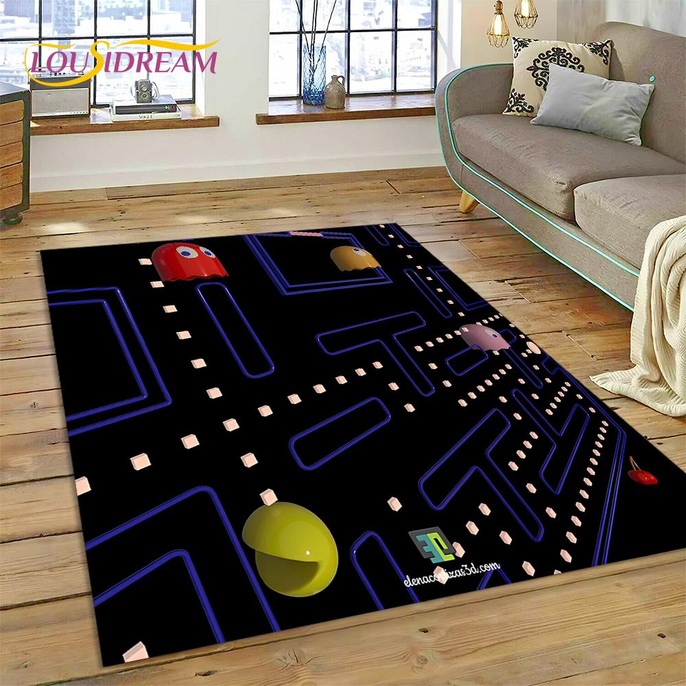 3D Retro Pakkuman Classics Game Carpet Rug for Bedroom Living Room Home Sofa Decoration,Children Game Large Decor Floor Mat Gift