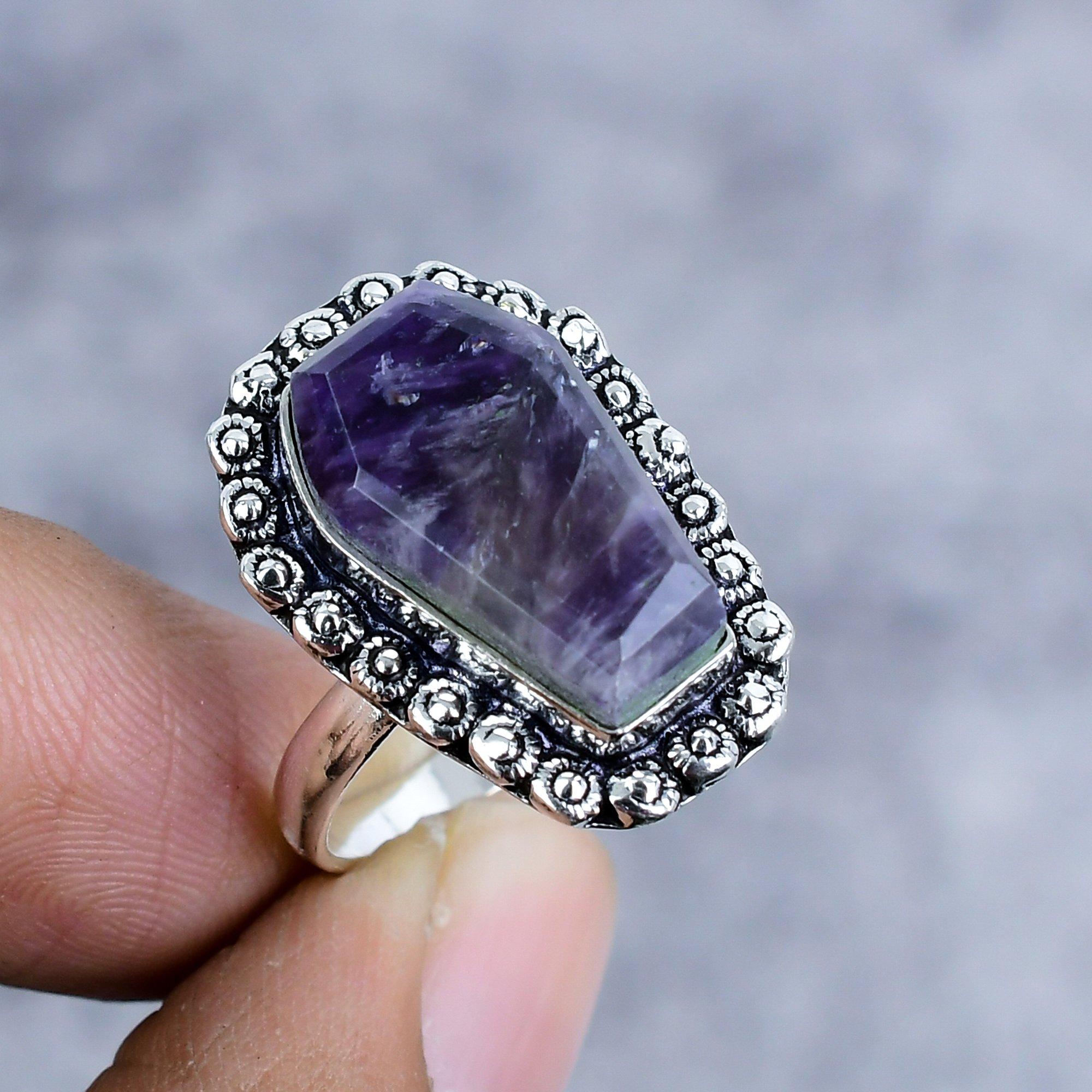 

Sage Amethyst Gemstone Handmade 925 Sterling Silver Jewelry Ring Size 9 M-2585