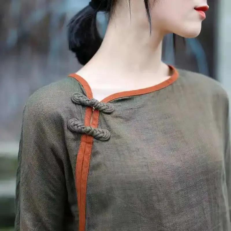 Dámské letní čínské čajové oblečení topy jemné elegantní pohodlné topy