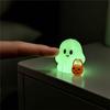 Halloween Ghost Pumpkin Statue, 3D Printed Glow In the Dark Figurine, Cute Mini Trick or Treat Candy Bucket Ornament for Desktop