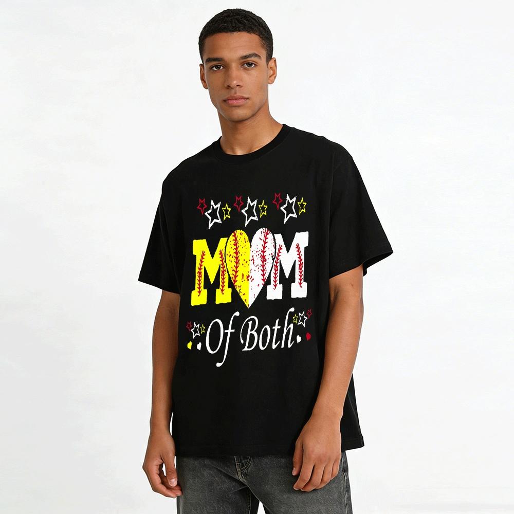 Baseball Softball Mom Of Both Graphic Casual Top Pure cotton T-shirt