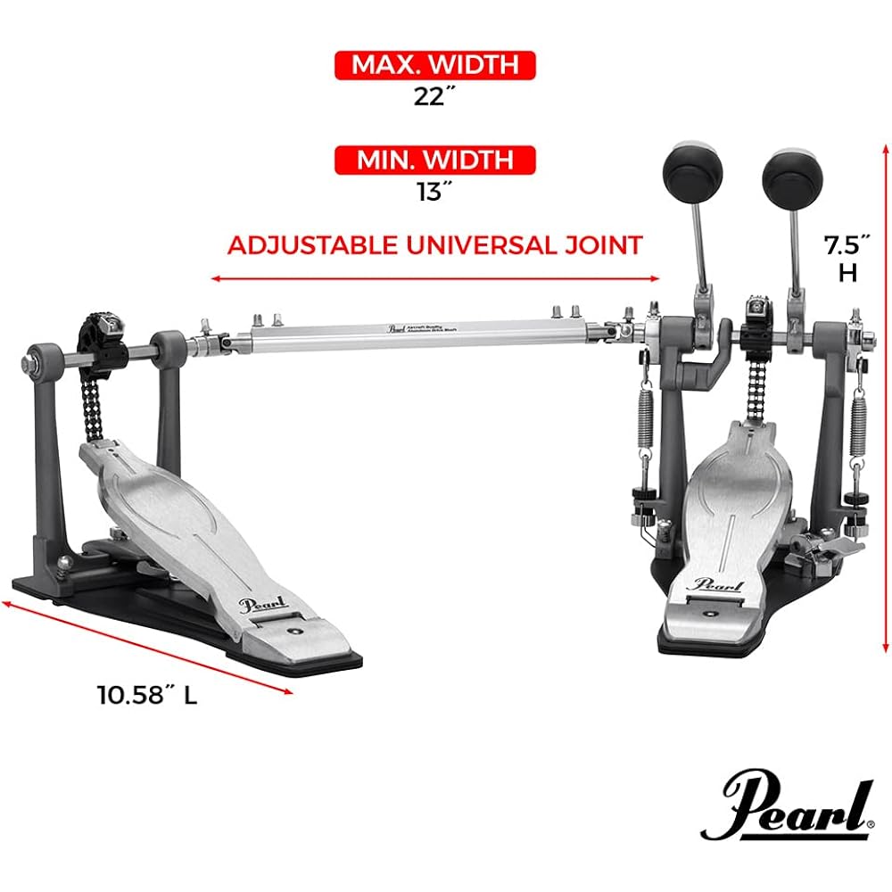 Pearl Pearl Drum Twin Pedal Eliminator Solo “BLACK” Round Cam Duo Beater P-1032