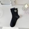 Autumn Soft Frilly Thick Trendy Ruffle Sweet Korean Style Socks Cotton Hosiery Middle Tube Women Camellia Socks