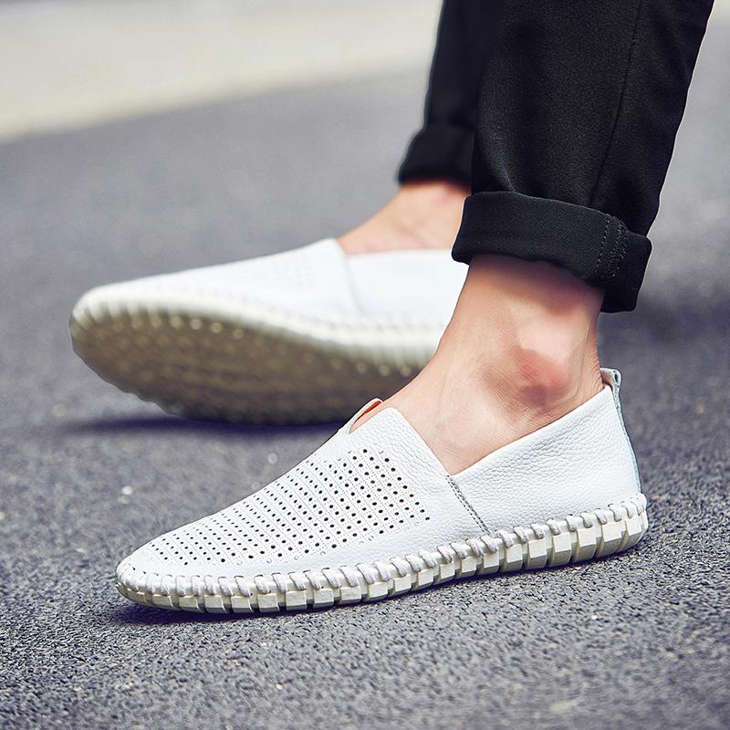 Sommer-Herren-Mokassins, Slipper, zum Fahren, leicht, Gommino, flach, zum Gehen, orthopädische, handgefertigte Schuhe für Herren