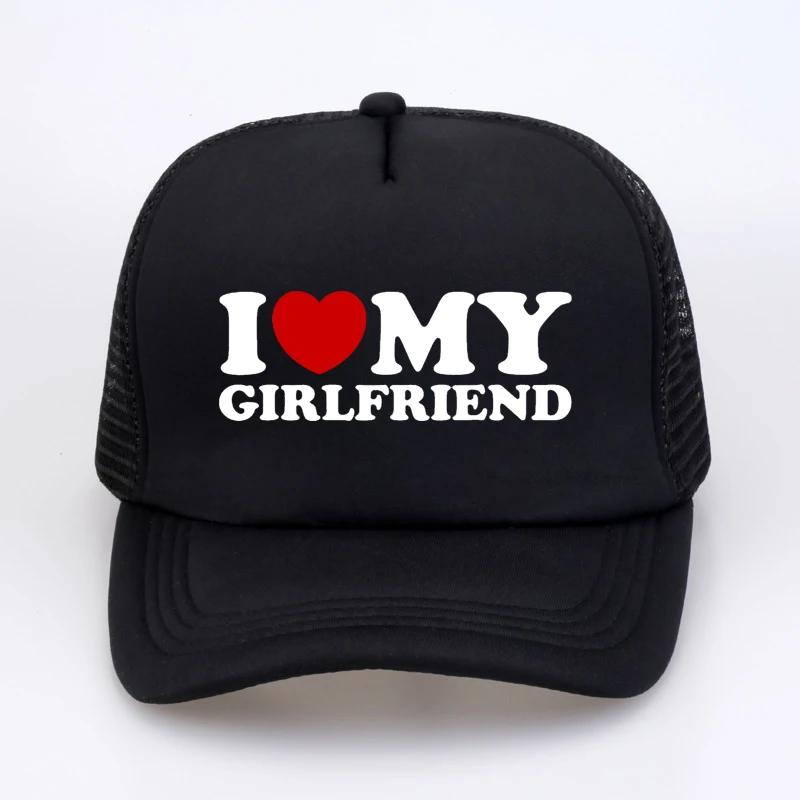 Funny I Love Heart My Girlfriend Hat Cotton Streetwear Pop Summer Visor Baseball Cap Adjustable Mesh Breathable Trucker Hat