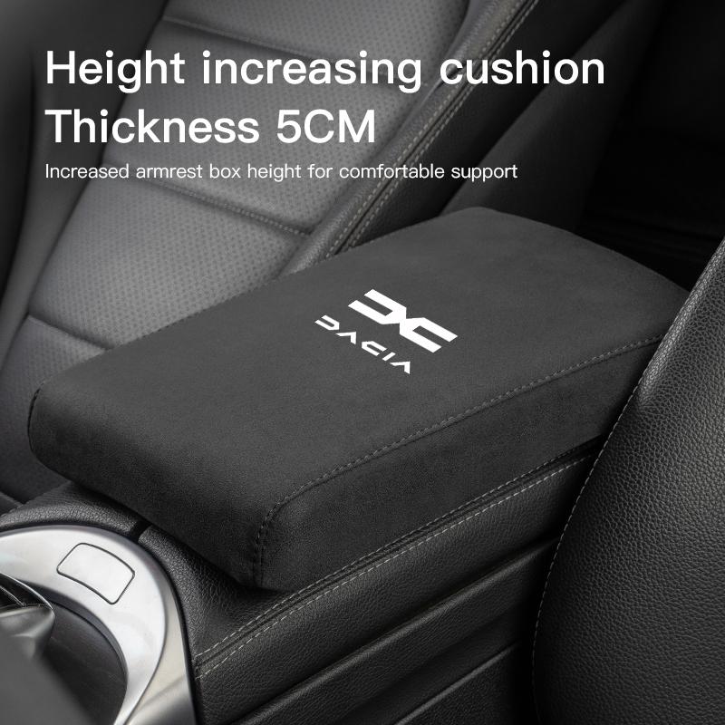 Almohadilla de Altura para Caja de Reposabrazos de Coche Almohada de Gamuza y Espuma con Memoria Para Dacia Logan Sandero Duster Lodgy Spring Jogger Dokker Stepway Bigster