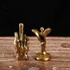 Copper Trophy Figurines Hand with Erect Middle Finger Up Statue Punk Style Vintage Brass Hand Mini Ornaments Office Decoration