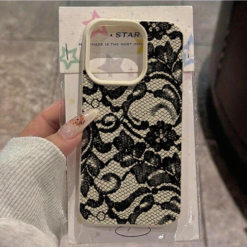 Sexy Lace Pattern Phone Case For IPhone 17 17Air 16 15 14 Plus 13 12 11 17 Pro Max 16 Plus Silicone Bumper Cover Case Funda