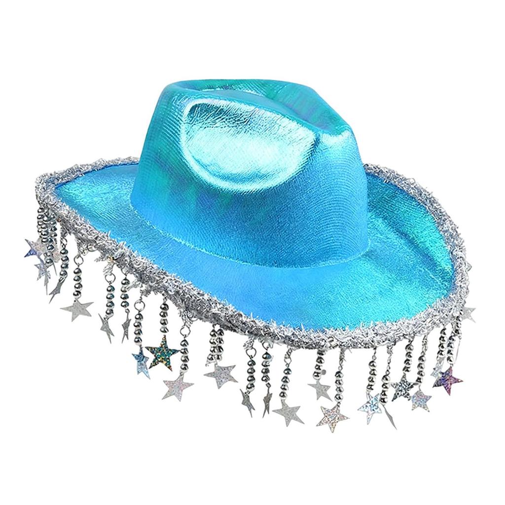 Cowboy Hat Shiny Trendy Headgear Costume Accessories Cowgirl Hat for Music Festival Engagement Outdoor Holiday Stage Performance