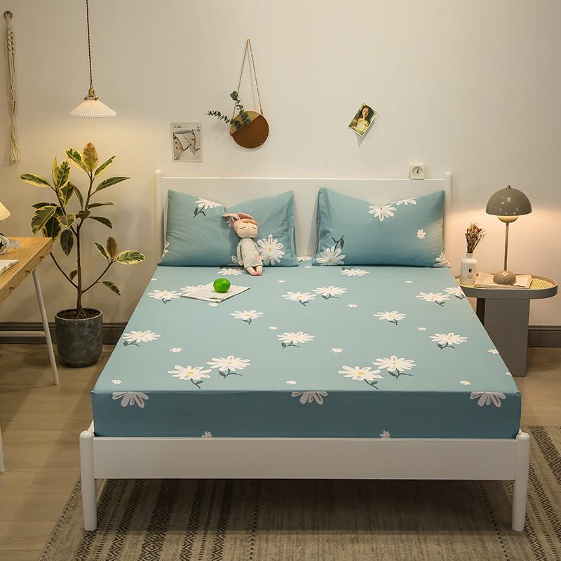 Colorful Floral Fitted Sheet Set 100% Cotton Bedding Set 3Pcs Bed Cover Pillowcases Skin-friendly Breathable Bedroom Decor