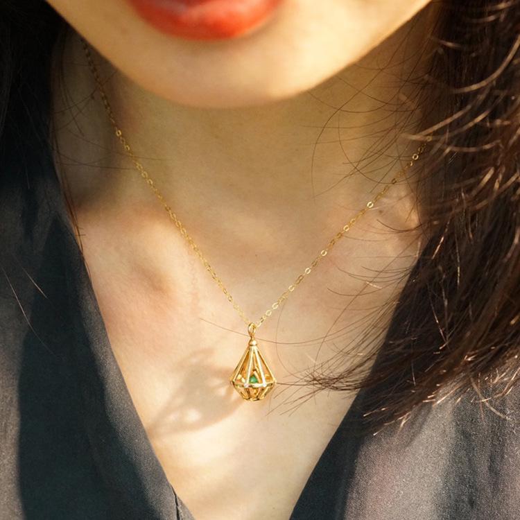 

Позолоченное колье-подвеска в форме конуса из стерлингового серебра 925 пробы для женщин - Роскошный модный дизайн, цепочка на ключицу 925 Silver