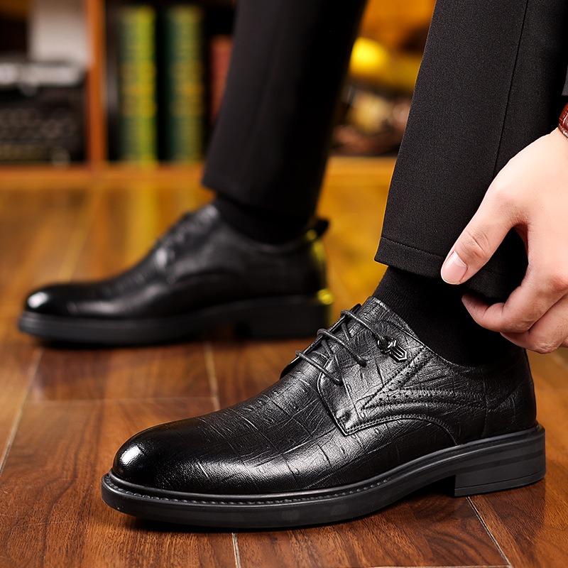 Fashion British Platform Leather Business Men's Dress Shoes Designer Soft-soled Derby Shoes Men Fashion Spring Autumn Male Wedding Shoes