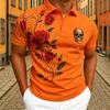 Fashion Skull Red Rose Floral Print Polo Shirt Men's Outdoor Street Short Sleeve Tees Top Summer Home Casual T-shirt Men's and Women's Polo Shirt