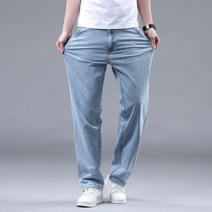 

New Summer Jeans Pure Cotton Loose Straight Business Middle-aged and Young Trousers 29
