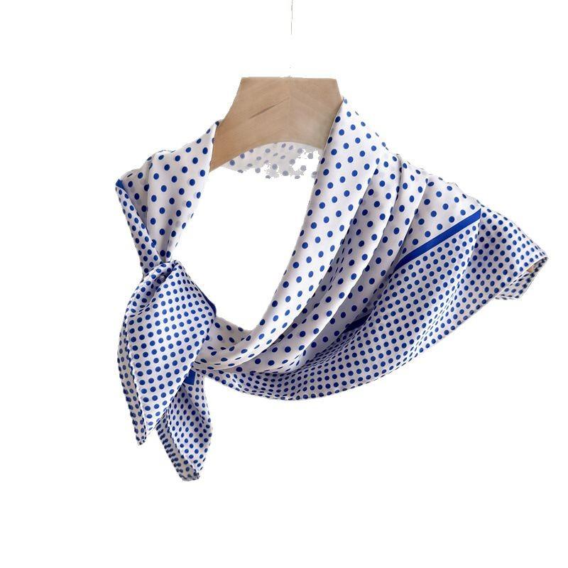 Printed Imitation Silk Scarf Polka Dot Square Scarf High-End Shawl Versatile Neck Small Square Scarf Headscarf New