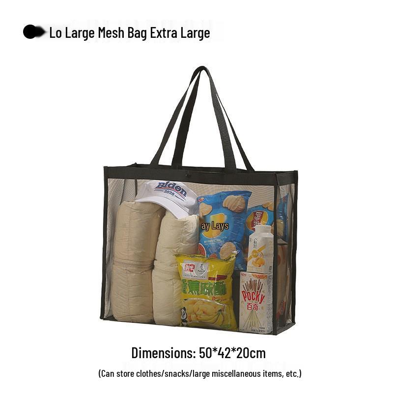 Große Strandtasche aus Mesh mit hoher Kapazität für Spielzeug und Badebekleidung – Multifunktionale Reisehandtasche