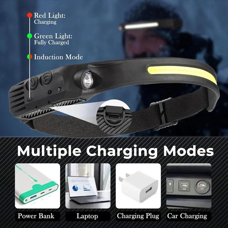 LED Sensor Headlamp Camping Search Light Head Flashlight Rechargeable Powerful Lamp Front Lanterns Headlights 6 Styles Headlamp