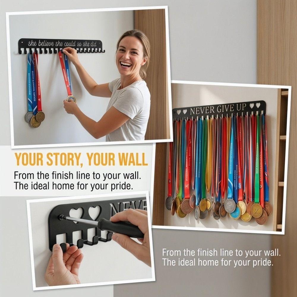 20 Hooks Medal Display Rack Sturdy Medal Hook Wall Decor Award Hanger Holder Sports Award