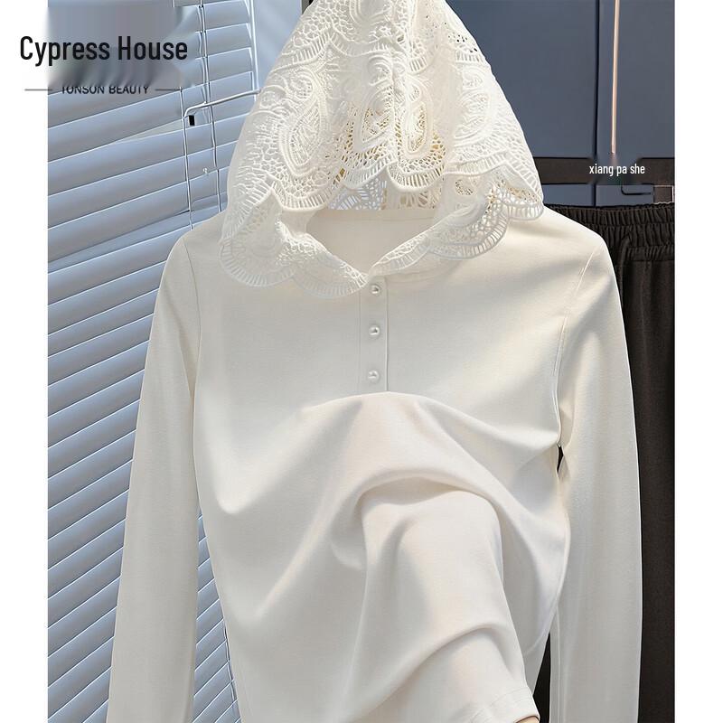 Women s Lace Hooded Long Sleeve Pullover Top L