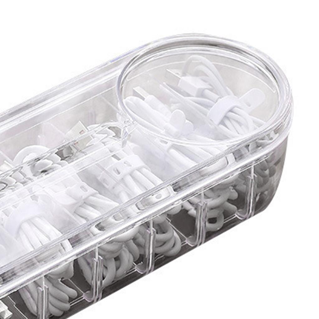 Cable Storage Organizer PP Clear with Multiple Compartments Lid Cord Organizer Box for Desktop