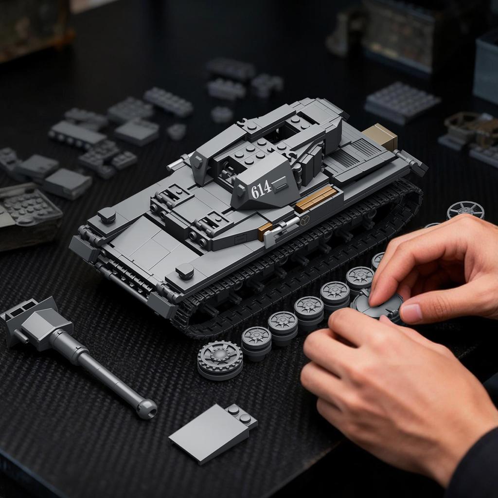653Pcs Panzer IV Tank Building Blocks Military Vehicle Model Assembly Bricks Toy For Teenager Collectible Home Decor Gift