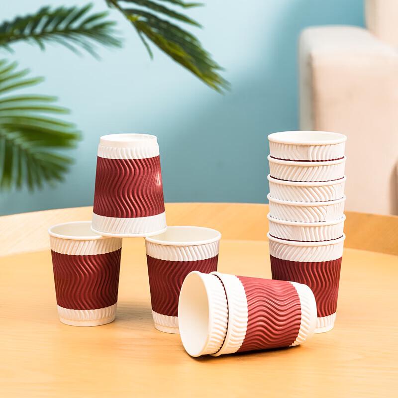 Deli 228ml Red Corrugated Disposable Paper Cups